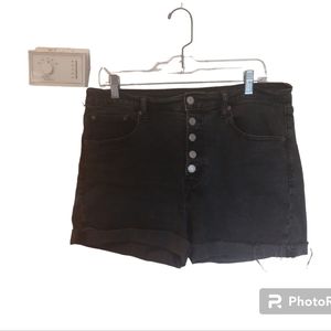 gap charcoal high rise 4 inch short cuffed raw hem button fly shorts womens 31R